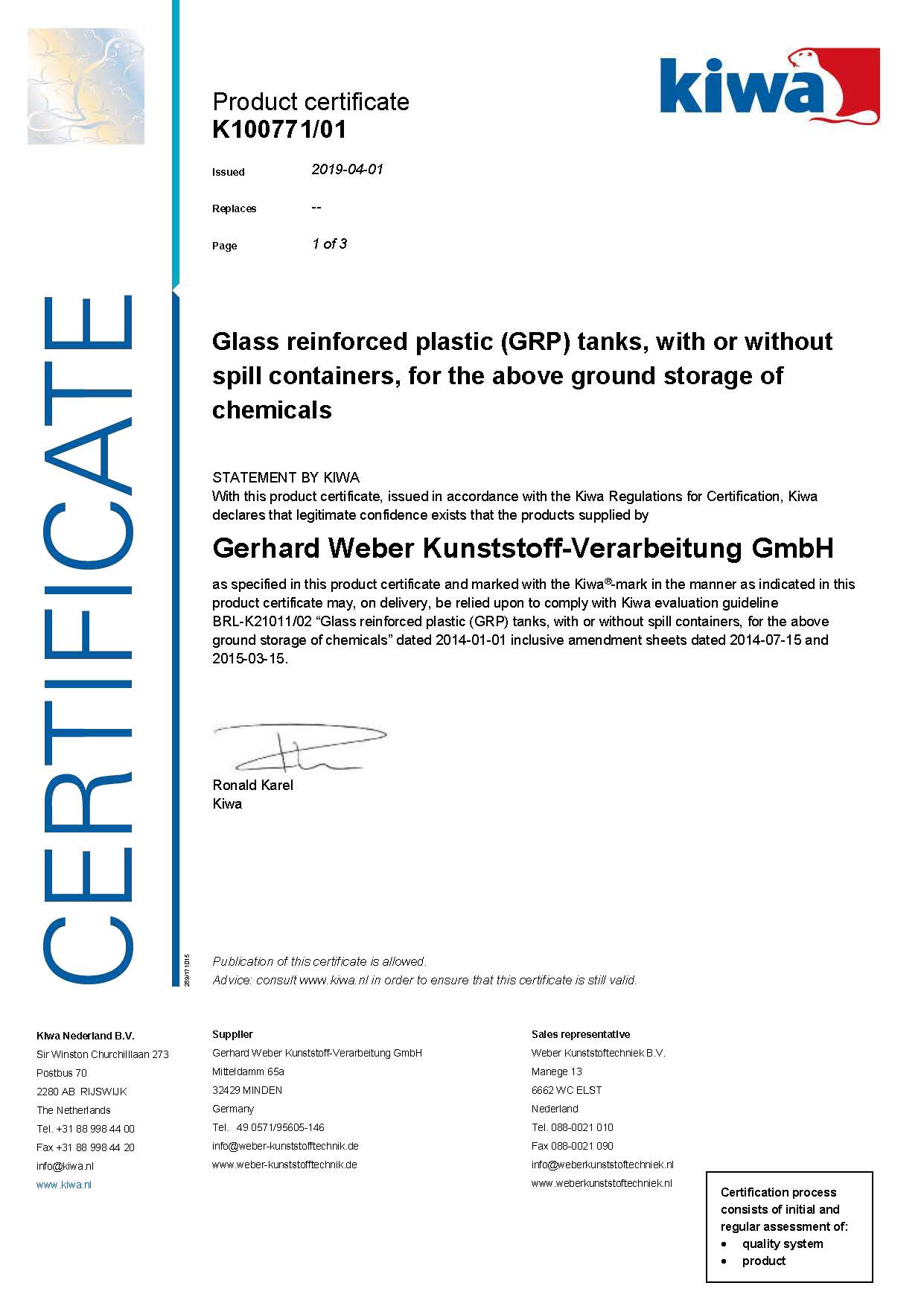 Gerhard Weber Kunststoff verarbeitung GmbH Certificate K21011